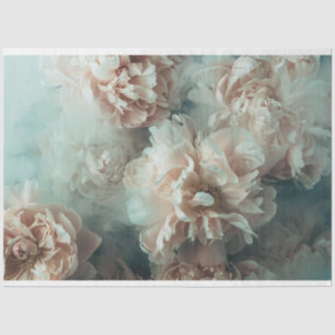 Papel De Seda Efecto acuarela de vintage floral Peonies Decolora
