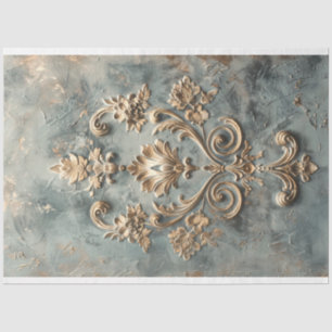 Papel De Seda Efecto de relieve barroco azul dorado patrón Demas