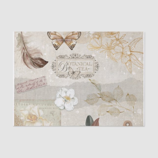 Papel De Seda Efemera Botánica Vintage (Anverso)