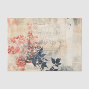 Papel De Seda Efímera floral bonita con aspecto desgastado