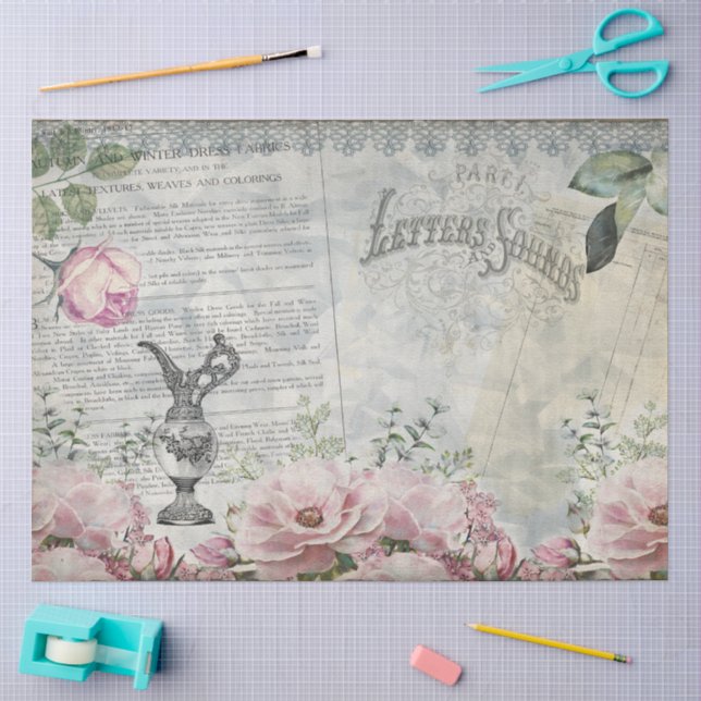 Papel De Seda Efímera Vintage Shabby Chic (Artesanía)
