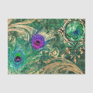 Papel De Seda Efímero de plumas de pavo real