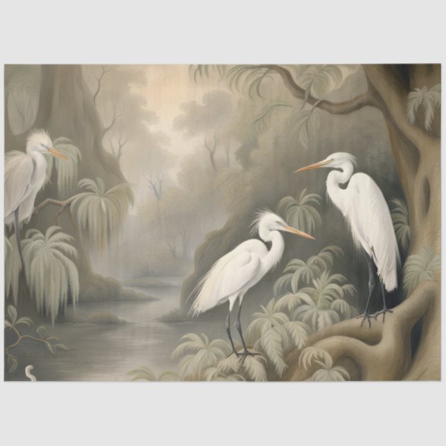 Papel De Seda Egrets in the Wild (Anverso)