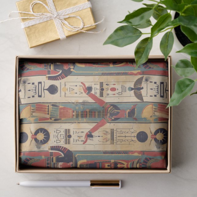 Papel De Seda Egyptian hieroglyphics Pharaoh Pattern (Regalo )