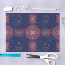 Papel De Seda Eid azul medianoche/Magenta