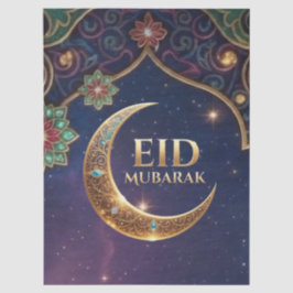 Papel De Seda Eid Mubarak Islamic celebration Gold And navy