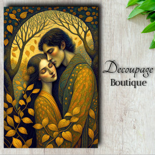 Papel De Seda El abrazar el amor dorado del otoño en el bosque i