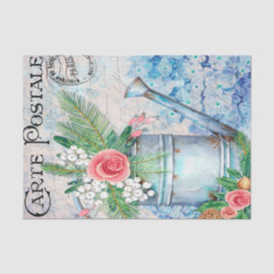 Papel De Seda El agua vintage puede llenarse de flores florales