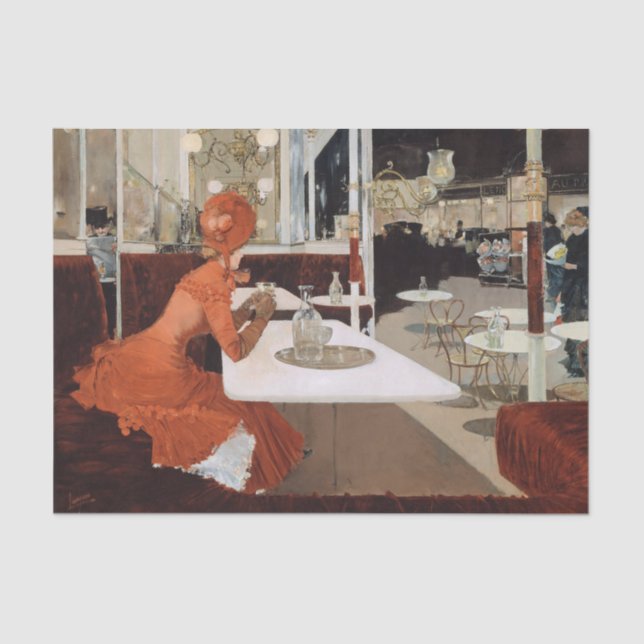 Papel De Seda El Almuerzo En La Pintura Del Café (Anverso)