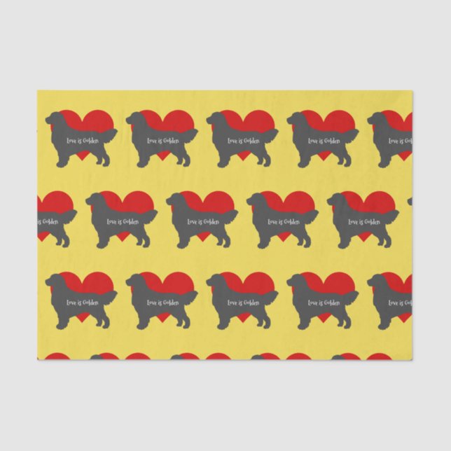 Papel De Seda El amor de la silueta del perro del golden (Anverso)