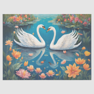 Papel De Seda El amor de los cisnes en un lago