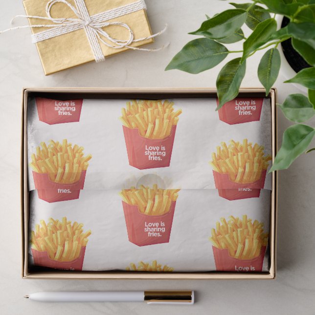 Papel De Seda El amor es compartir papas fritas. | Romance Risa  (Regalo )