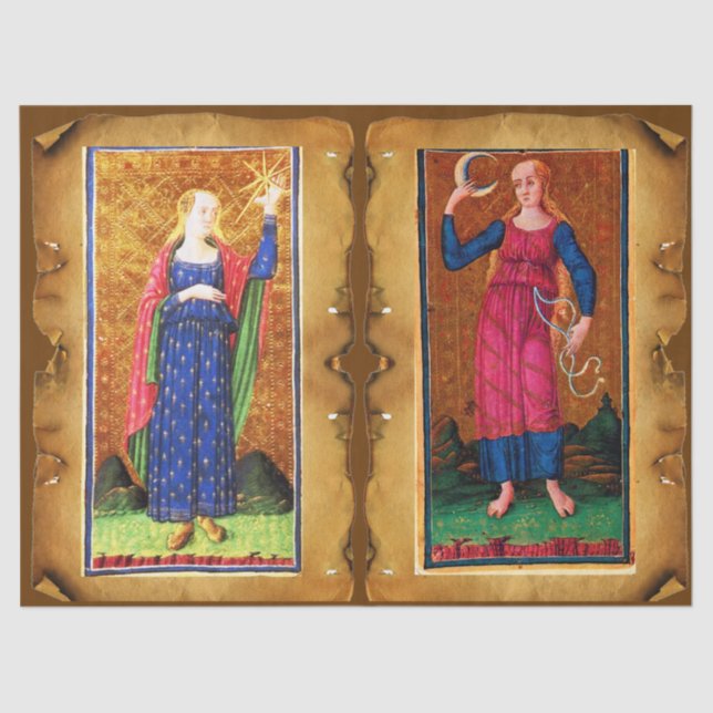 PAPEL DE SEDA EL ANTIGUO RENAISSANCE TAROTS /LA ESTRELLA Y LA LU (Anverso)