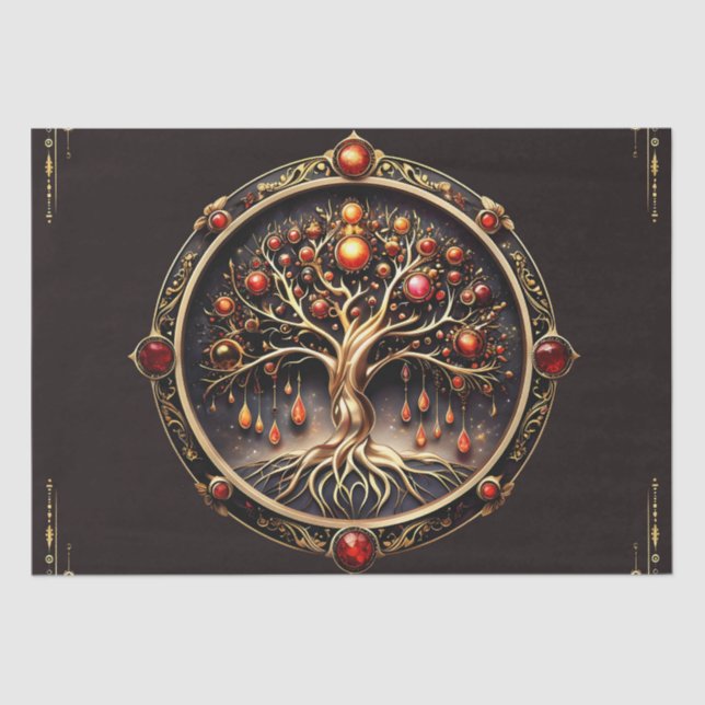 Papel De Seda El árbol dorado de la vida del misticismo, (Anverso)