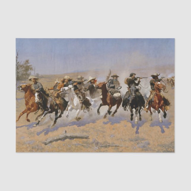 Papel De Seda El Arte Frederic Remington Occidental "Dash For Th (Anverso)
