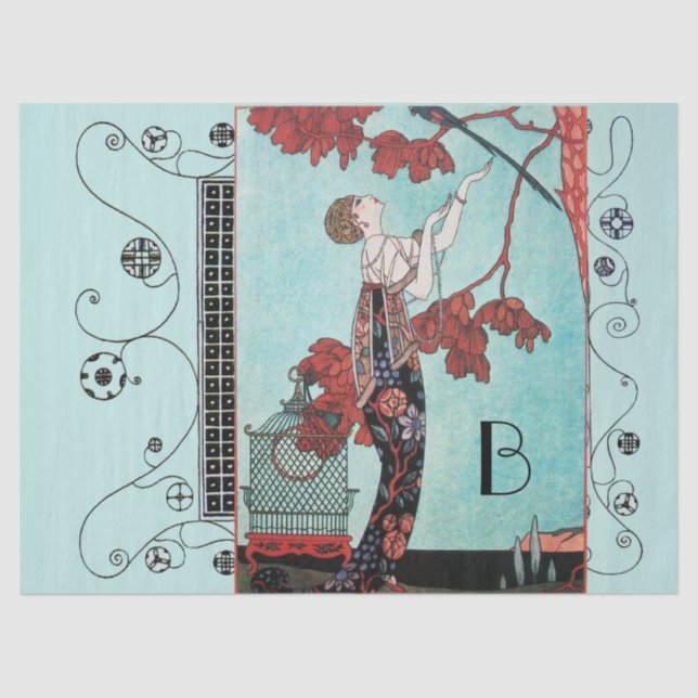 PAPEL DE SEDA EL AVE VUELTO, LA BELLEZA DE LA MODA DE DISEÑADOR  (Anverso)