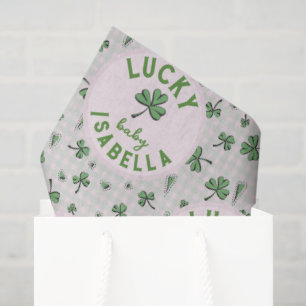 Papel De Seda El bebé afortunado Rosa y St Paddys verdes