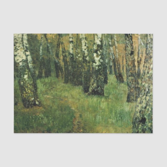 Papel De Seda El Birch Grove de Isaac Levitan Tejido Paper (Anverso)
