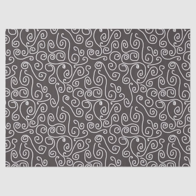 Papel De Seda El blanco remolina en gris (Anverso)