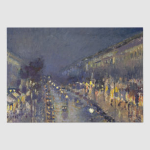 Papel De Seda El Boulevard Montmartre de noche Pissarro