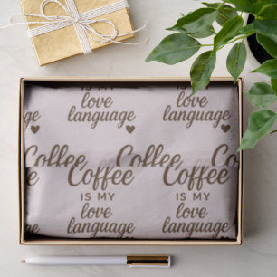 Papel De Seda "El Café Es Mi Lenguaje del Amor" Suave Rosa Polvo