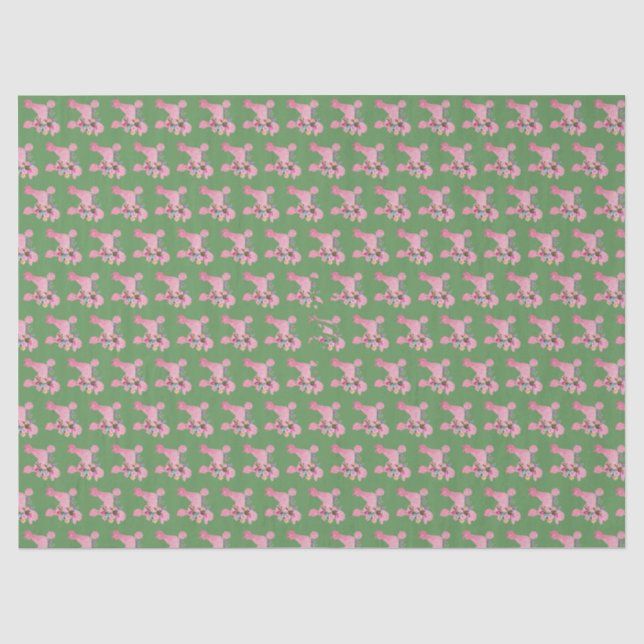 Papel De Seda El caniche rosado en verde (Anverso)