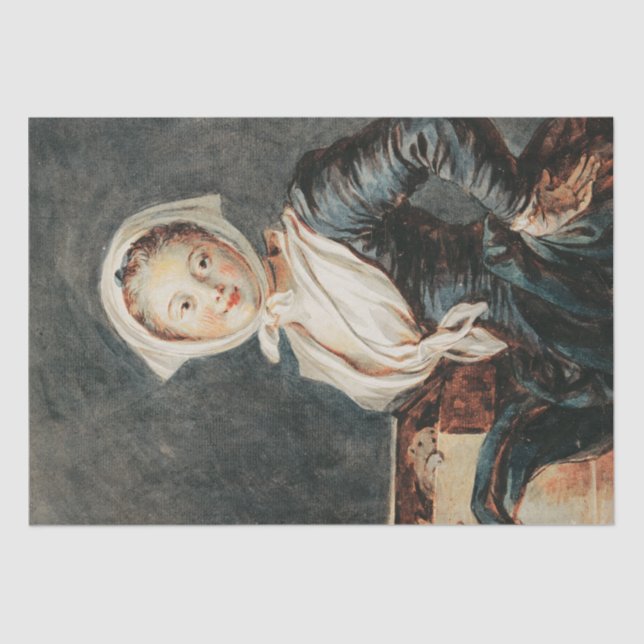 Papel De Seda El Chica con la marmota de Fragonard (Anverso)