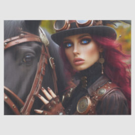 Papel De Seda El ciclista oscuro Steampunk Victorian Lady Decoup