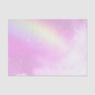 Papel De Seda El cielo rosado pastel con arcoiris amarillo