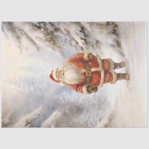 Papel De Seda El clásico Santa Claus caminando en un bosque de n