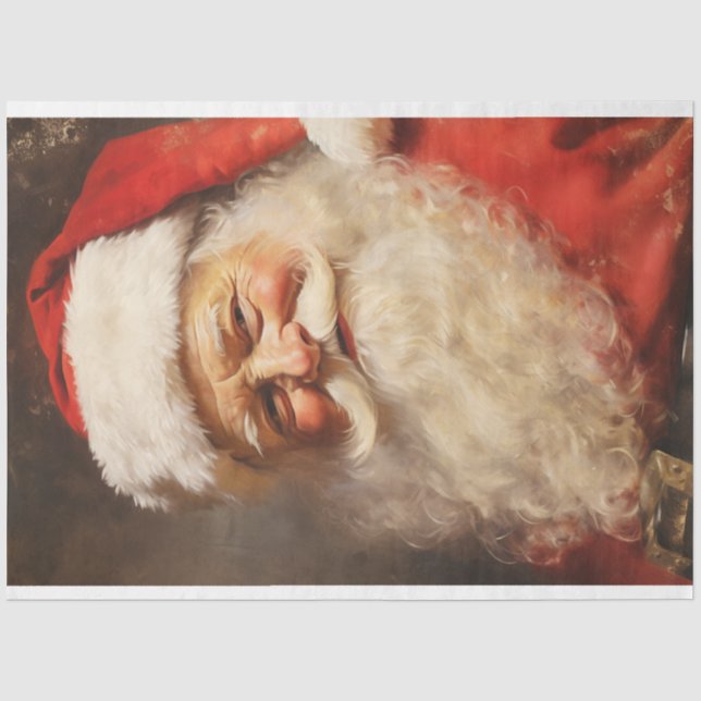 Papel De Seda El clásico Santa Claus sonriendo con un gorra rojo (Anverso)