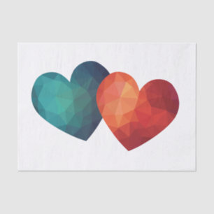 Papel De Seda El corazón azul y rojo juntos