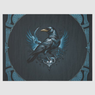 Papel De Seda El cuervo negro majestuoso sentado sobre un adorno