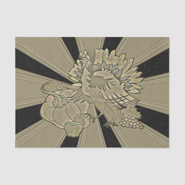 Papel De Seda El Día de Acción de Gracias tallado Turquía - (Anverso)