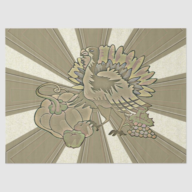 Papel De Seda El Día de Acción de Gracias tallado Turquía - (Anverso)