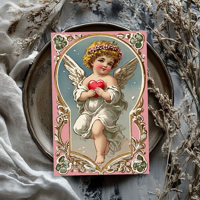 Papel De Seda El día de San Valentín de ángel cupido victoriano  (Vintage Victorian cupid angel Valentine's day Tissue Paper)