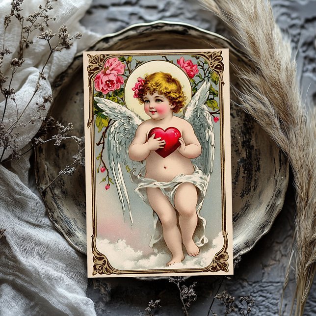 Papel De Seda El día de San Valentín de ángel cupido victoriano  (Vintage Victorian cupid angel Valentine's day Tissue Paper)