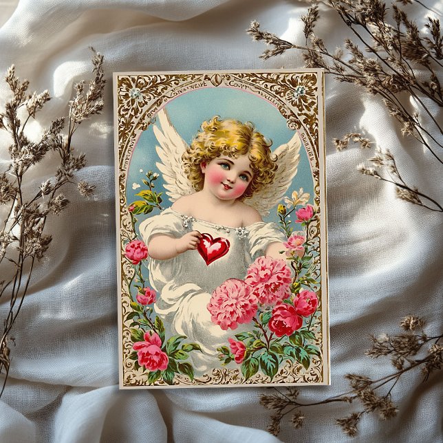 Papel De Seda El día de San Valentín de ángel cupido victoriano  (Vintage Victorian cupid angel Valentine's day Tissue Paper)