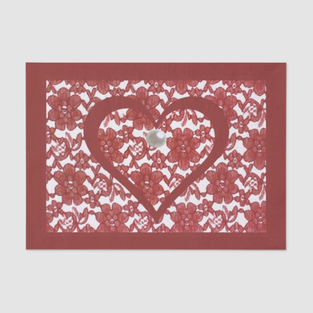 Papel De Seda El día de San Valentín de patrón de encaje rojo (Anverso)