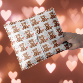 Papel De Seda El día de San Valentín del oso acuarela