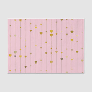 Papel De Seda El día de San Valentín Golden Hearts Pink