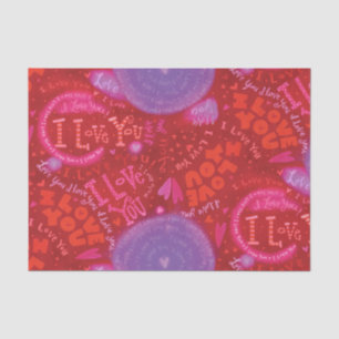 Papel De Seda El día de San Valentín Rosa Rojo Te Amo Tipografía