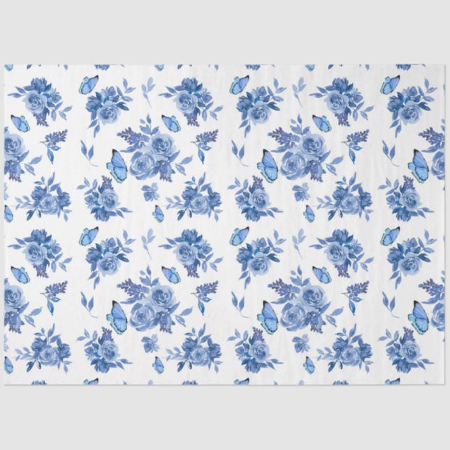 Papel De Seda El diseño de la serie de acuarela azul 9 (Anverso)