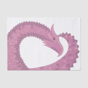 Papel De Seda El dragón del corazón malva sobre blanco