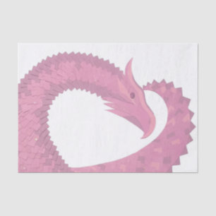 Papel De Seda El dragón del corazón rosado en blanco