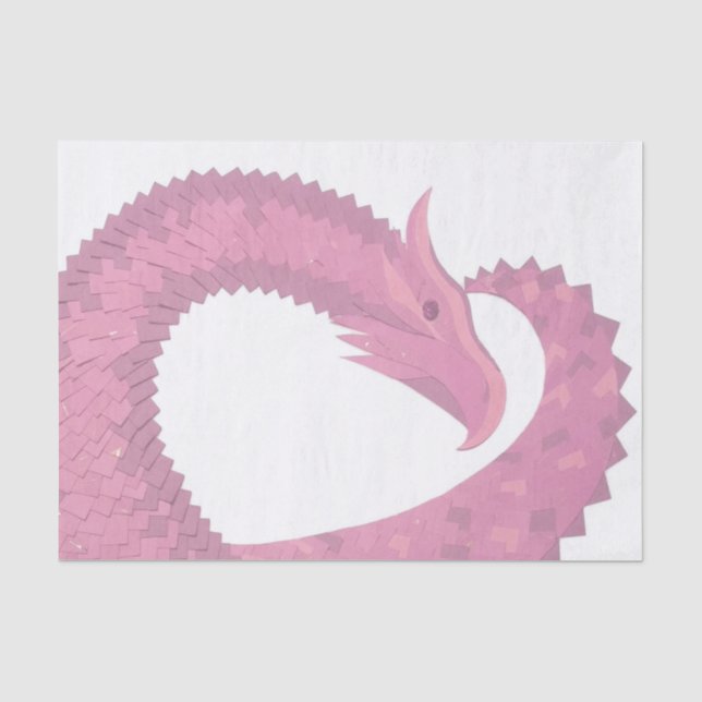 Papel De Seda El dragón del corazón rosado en blanco (Anverso)