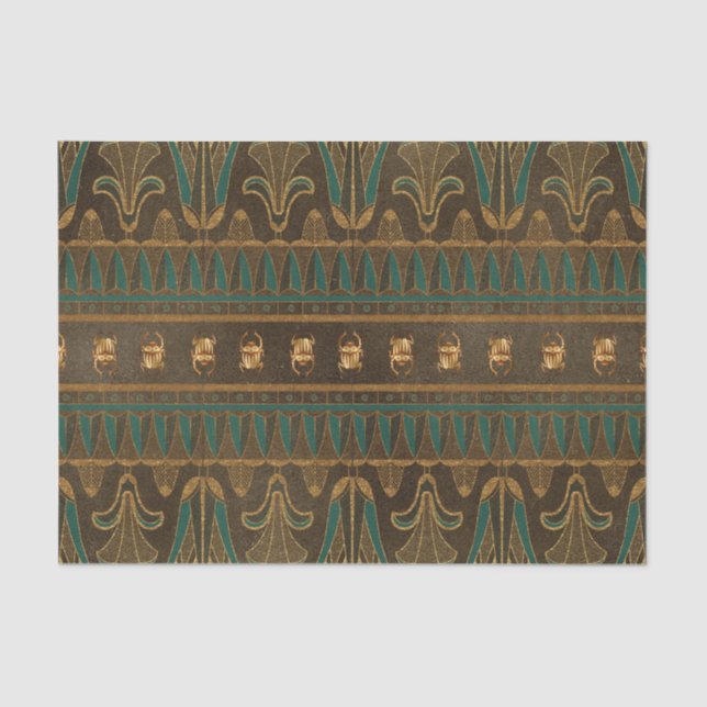 Papel De Seda El escarabajo egipcio verde y oro (Anverso)