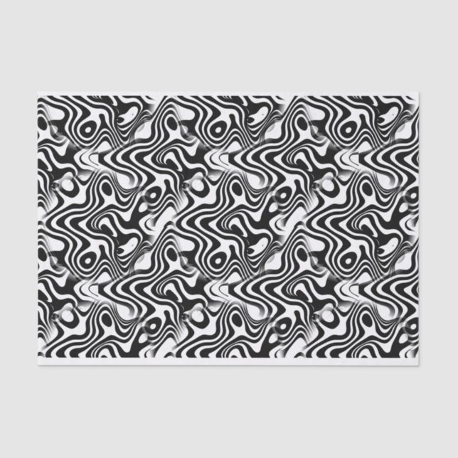 Papel De Seda El extracto blanco y negro de moda remolina modelo (Anverso)