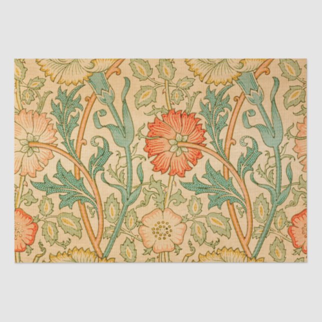 Papel De Seda El famoso patrón rosado y Rosa de William Morris (Anverso)