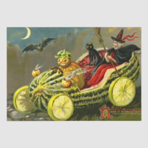 Papel De Seda El gato negro y la bruja de Halloween